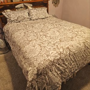 Duvet cover Queen, tan and white, Bella Lusc